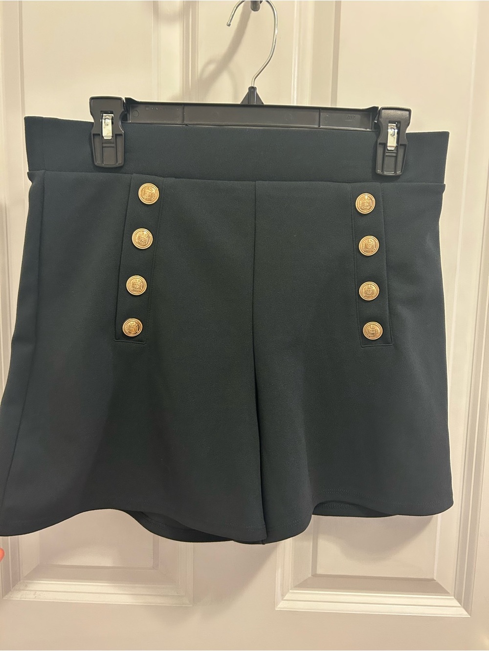 H&M Navy blue High Waist Shorts with Gold Button Detail